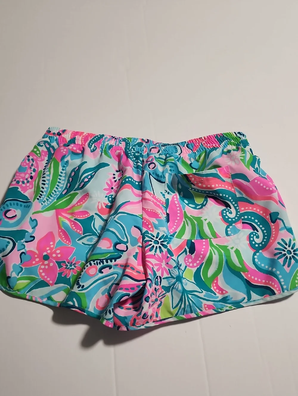 Lilly Pulitzer Luxletic Floral Print Athletic Shorts - Pink & Aqua - Picture 2 of 9